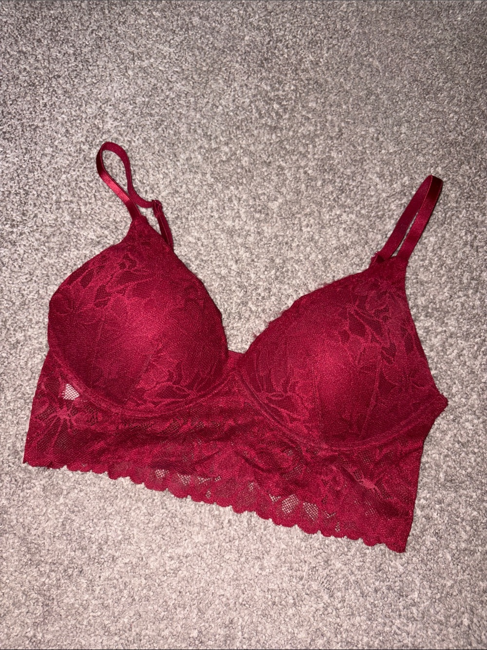 PINK - Women's Lace Bralette - Wine Red